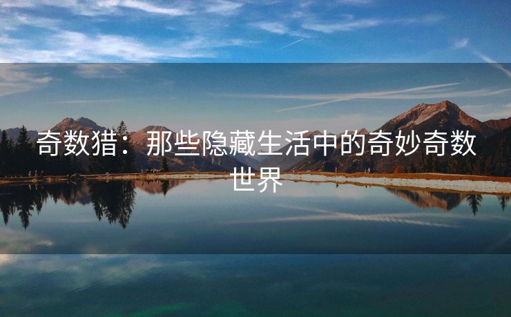 奇数猎：那些隐藏生活中的奇妙奇数世界