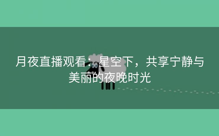 月夜直播观看：星空下，共享宁静与美丽的夜晚时光