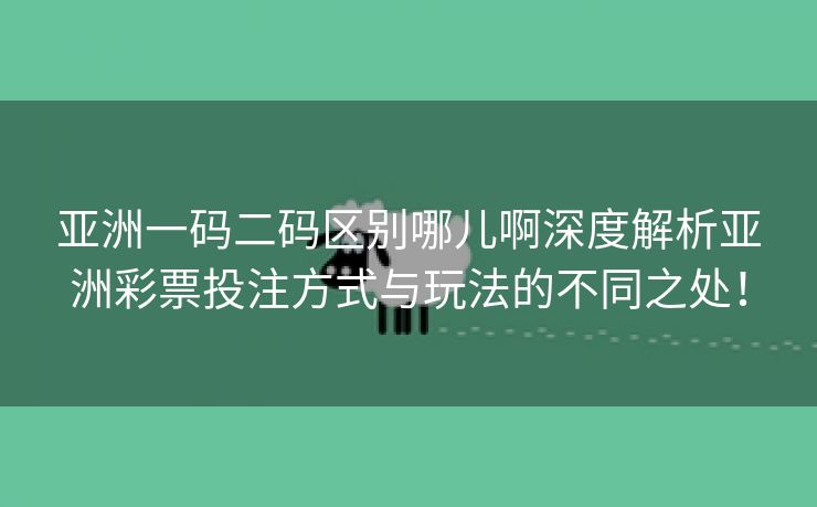 亚洲一码二码区别哪儿啊深度解析亚洲彩票投注方式与玩法的不同之处！