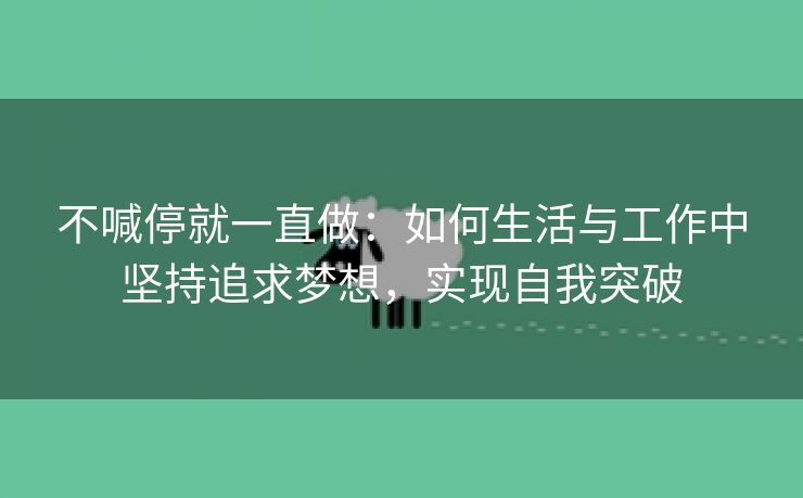 不喊停就一直做：如何生活与工作中坚持追求梦想，实现自我突破