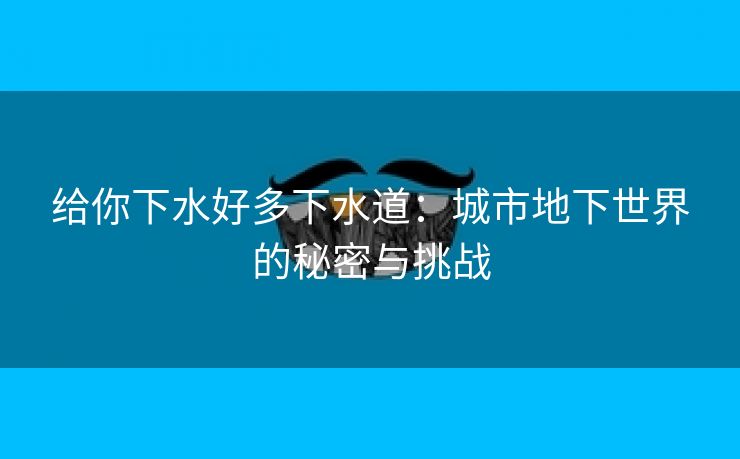 给你下水好多下水道：城市地下世界的秘密与挑战