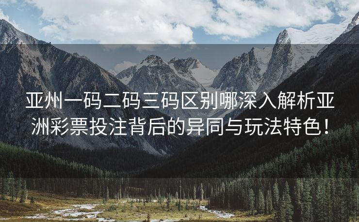 亚州一码二码三码区别哪深入解析亚洲彩票投注背后的异同与玩法特色！