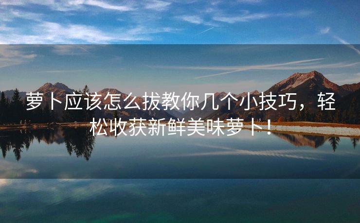 萝卜应该怎么拔教你几个小技巧，轻松收获新鲜美味萝卜！
