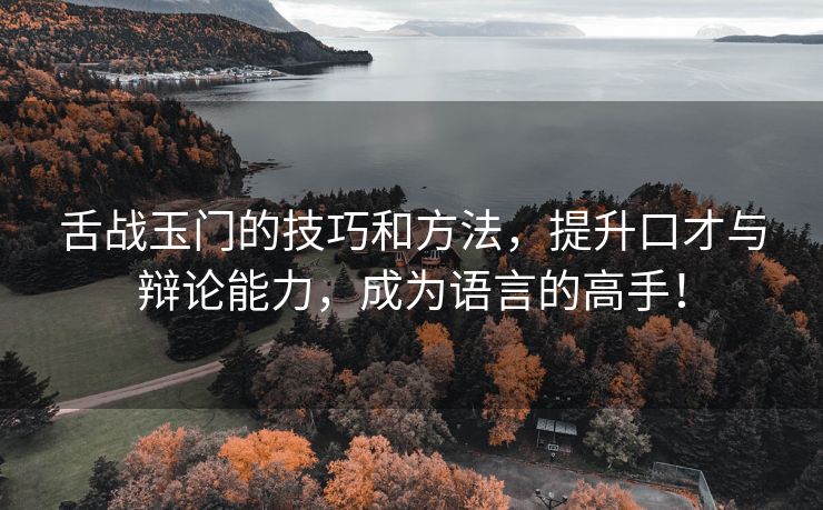 舌战玉门的技巧和方法，提升口才与辩论能力，成为语言的高手！